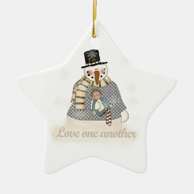 Snowman Love One Another  Keepsake Ornament (Front)
