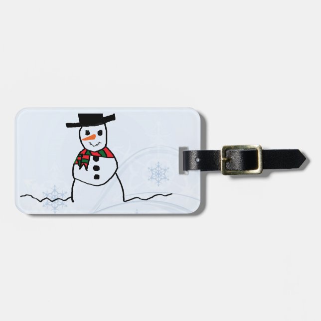 Snowman Luggage Tag (Front Horizontal)