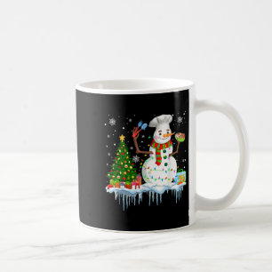 Snowman Lunch Lady Christmas Tree Xmas Lights Snow Coffee Mug