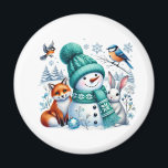 Snowman Magnet<br><div class="desc">This magnet is shown with a cute snowman and friends print.
Customize this item or buy as shown.</div>
