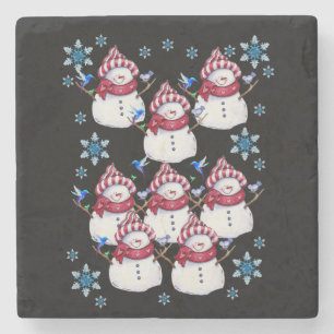 Snowman Marble Stone Coaster Christmas