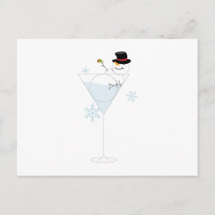 Snowman Martini Postcard