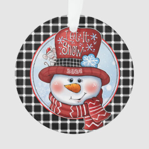 Snowman memories: Customizable Snowman Christmas Ornament