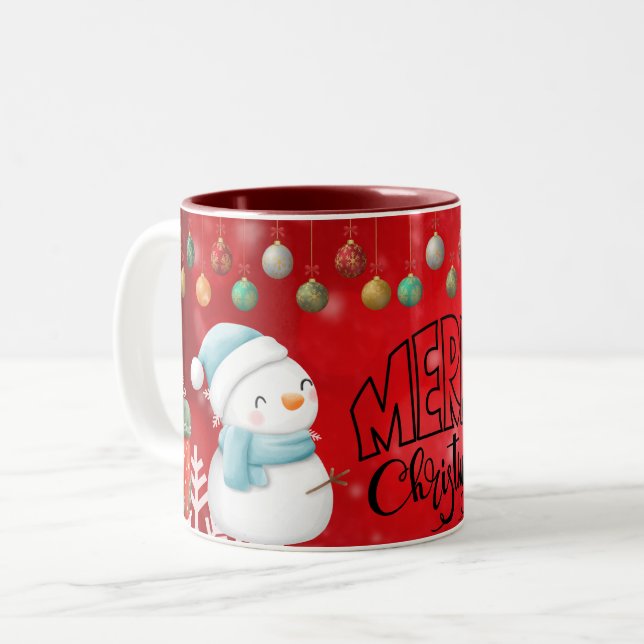 snowman, merry chrismas coffee mug (Front Left)