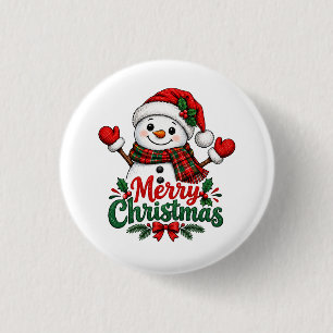 Snowman Merry Christmas 1 Inch Round Button