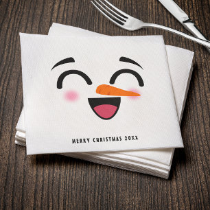 Snowman Merry Christmas Cute Smiling Face Winter Napkin