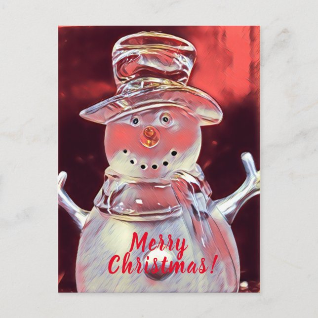 Snowman Merry Christmas Holiday Postcard (Front)