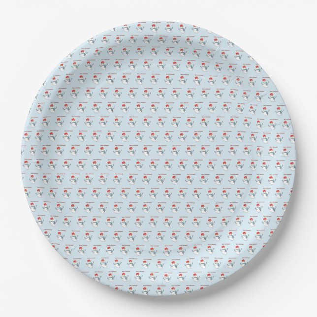 Snowman. Merry Christmas. Paper Plate (Front)