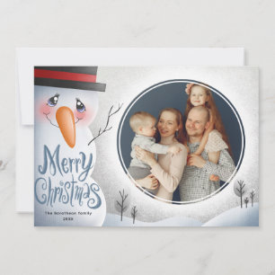 Snowman Merry Christmas Personalized Family Holiday Card