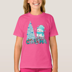 Snowman Merry Christmas Santa Claus Tree Snow T-Shirt