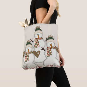 Snowman Merry Christmas Women's Tote Bags