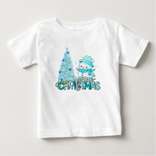 Snowman Merry Christmas Xmas Tree Snow T-Shirt
