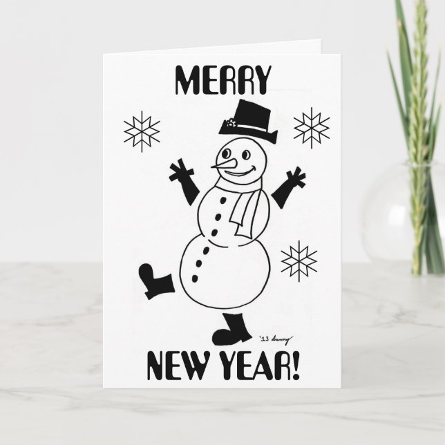Snowman "MERRY NEW YEAR" Card (Front)