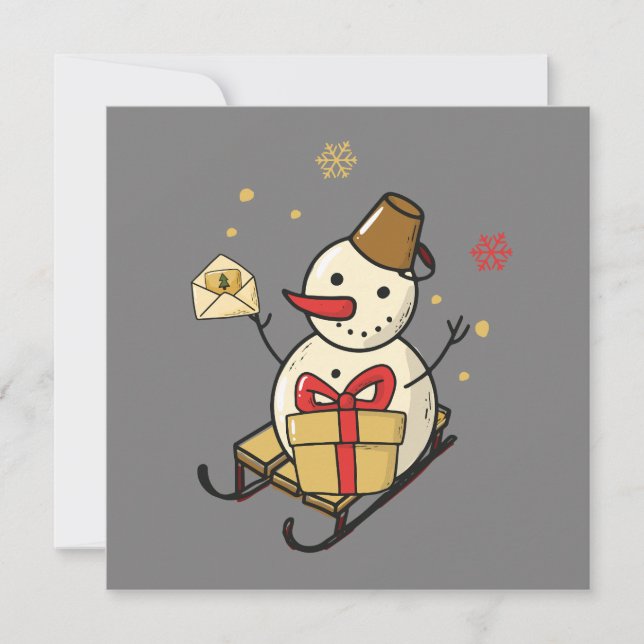 Snowman mignon Sur Une Carte Plate-Forme De Lame (Devant)