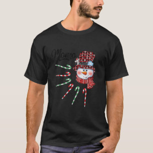 Snowman Momo Candy Cane Red Plaid Christmas Gifts T-Shirt