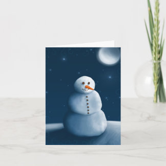 Snowman moonlighting holiday card