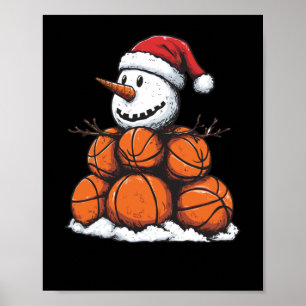 Snowman Mvp Basketball Christmas Poster