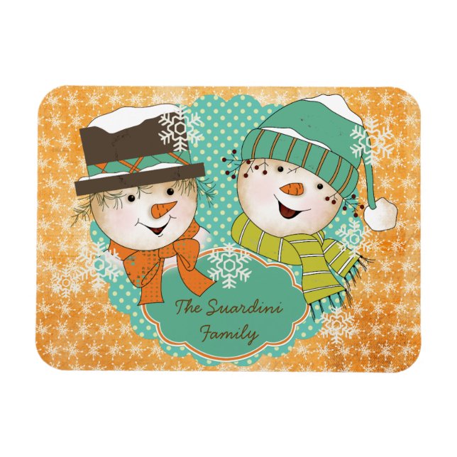 Snowman Noël 2 Magnet Flexi personnalisé (Horizontal)