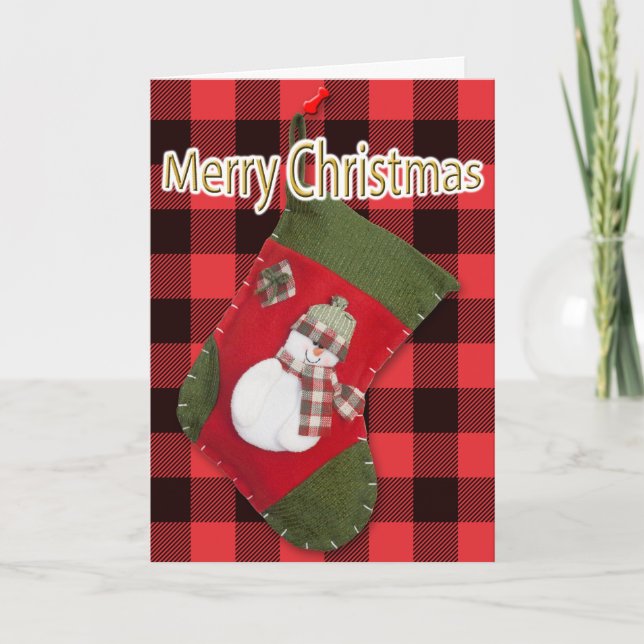 Snowman Noël Stocker Buffalo Plaid Modèle (Devant)