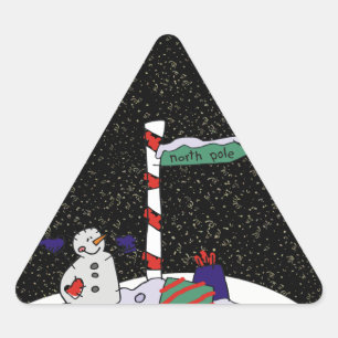 Snowman & North Pole - Triangle Sticker