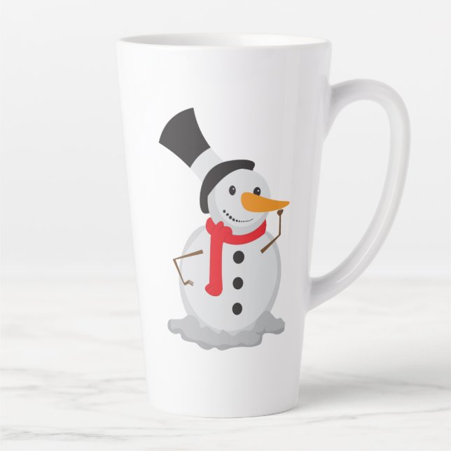 Snowman Nose Touch Christmas Mug! Latte Mug (Right)