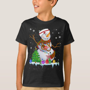 Snowman Nurse Christmas Lights Xmas Tree Snowman N T-Shirt