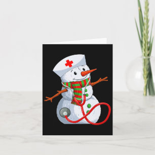 Snowman Nurse Christmas Stethoscope Nursing Scrub  Card