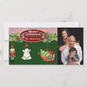 Snowman Nutcracker Santa Sleigh Christmas Tree Holiday Card