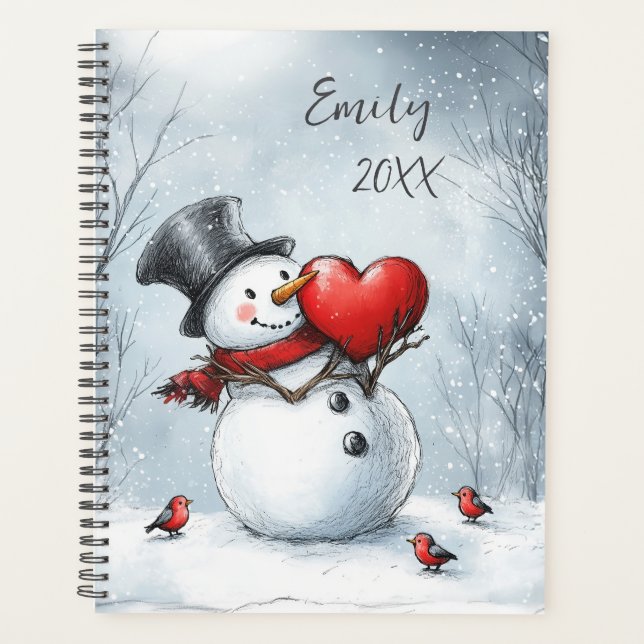 Snowman Offers Love with a Big Heart Planner (Front)