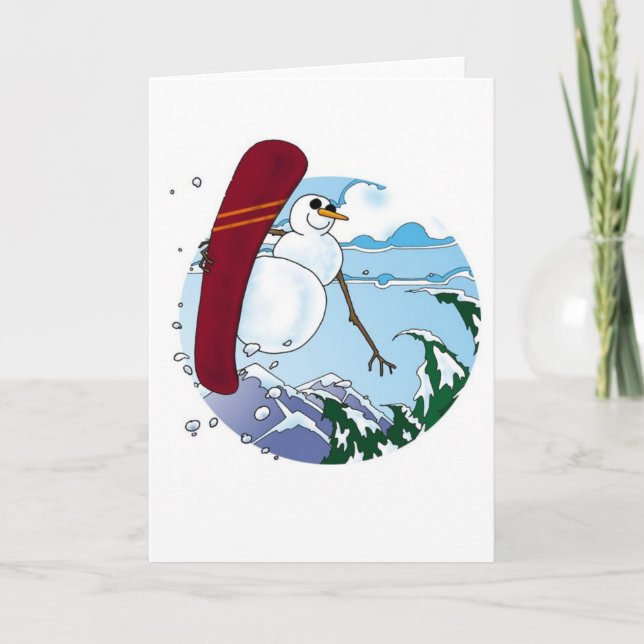 Snowman on a snowboard! thank you card (Front)