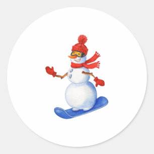 Snowman on  classic round sticker