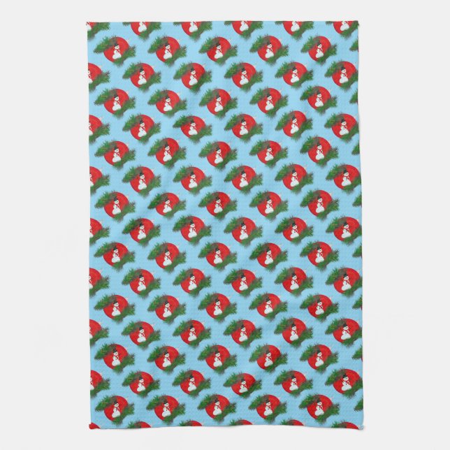 Snowman on ornament kitchen towel (Vertical)