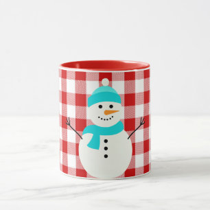 Snowman on plaid mug