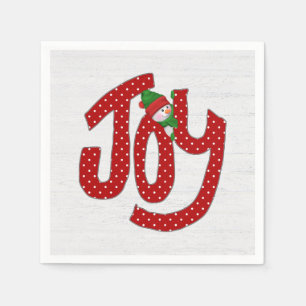 Snowman On Polka Dot Joy Napkin