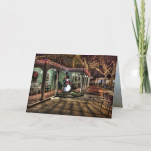 Snowman on the Porch in Winter Wonder Land Holiday Card