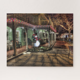 Snowman on the Porch in Winter Wonder Land Jigsaw Puzzle