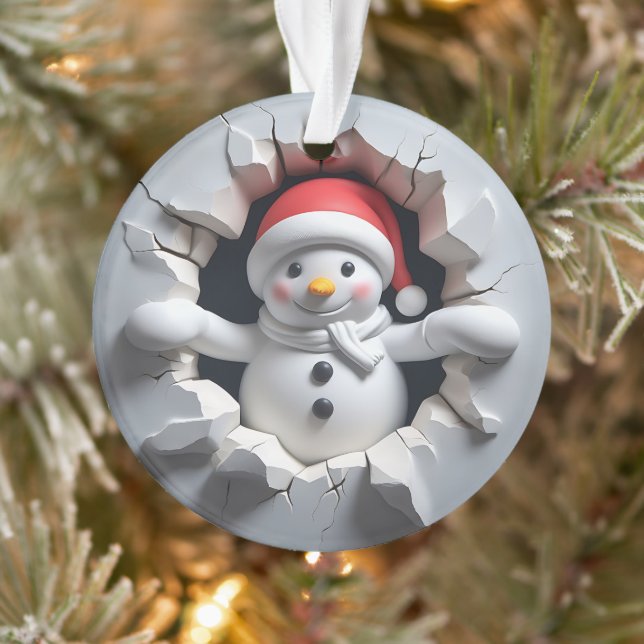 Snowman Ornament Back Festive Design (Tree)