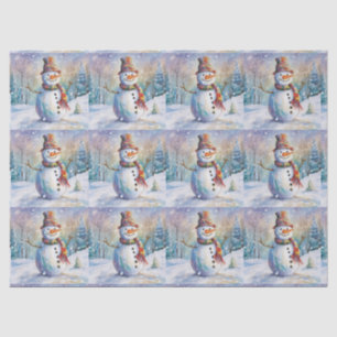 Snowman Outdoors In Snowfall Tissue Paper