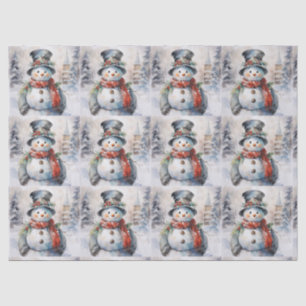Snowman Outdoors In Snowfall Tissue Paper