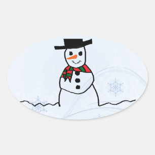 Snowman Oval Sticker