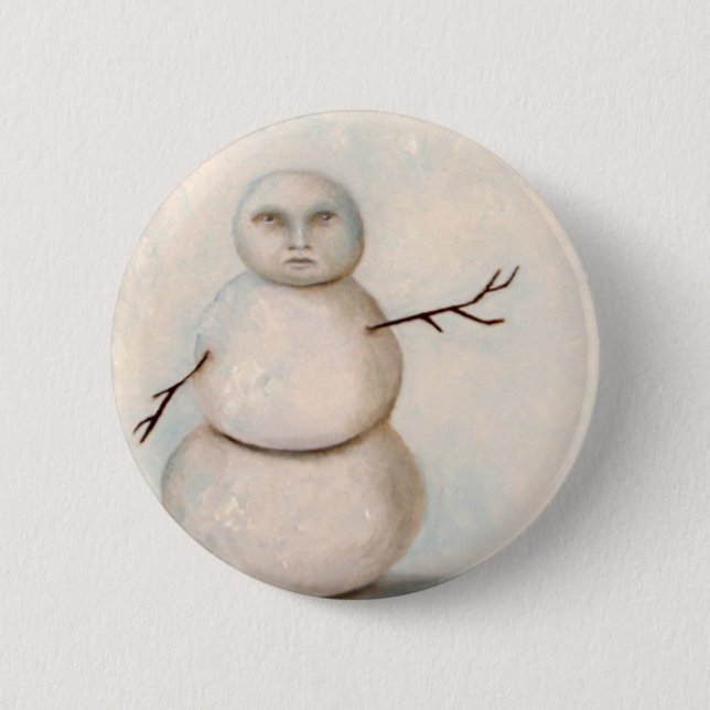 snowman painting 2 inch round button (Front)
