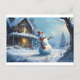 Snowman Painting Postcard