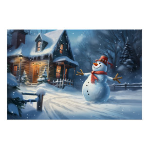 Snowman Painting Poster
