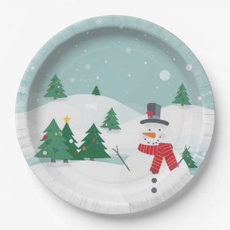 Snowman paper plate