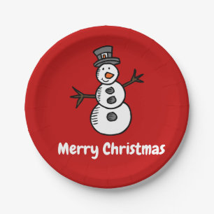 Snowman Paper Plate