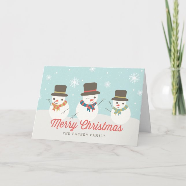 Snowman Party Custom Holiday Greeting Cards (Front)