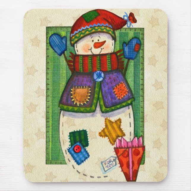 Snowman Patches Mouse Pad (Front)