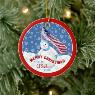 Snowman patriotique et ornement de Noël