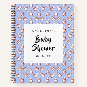 Snowman Pattern Baby Shower Gift List Notebook