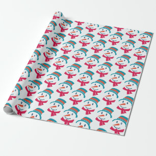 Snowman Pattern Christmas Holiday Gift Wrapping Paper